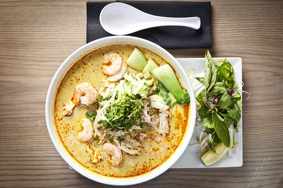 CO Raleigh signature dishes Curry Laksa, Vietnamese Ramen, Drunken Noodles, Pork and Ginger Gyoza